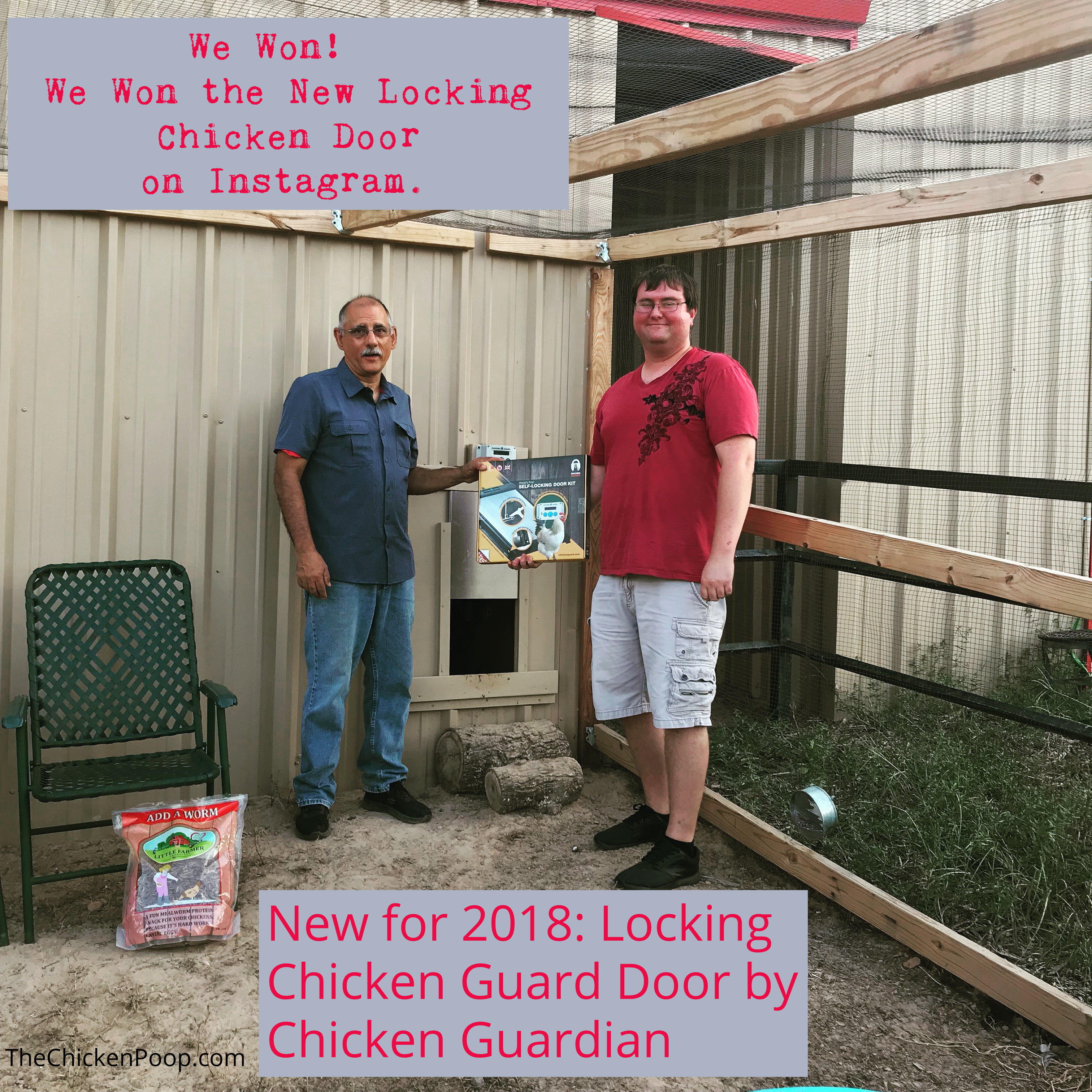 Chicken Guardian personally delivered our prize and set down to visit with us on camera.